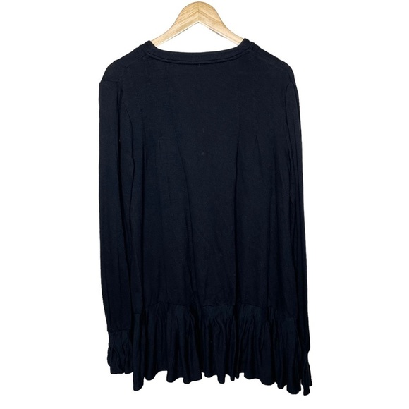 Free People Your Girl Henley Tunic Ruffle Black Small - Picture 6 of 16